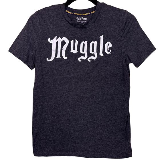 Harry Potter T-Shirt Youth Size L Gray Short Sleeve Crewneck Muggle Print Cotton - Picture 1 of 7